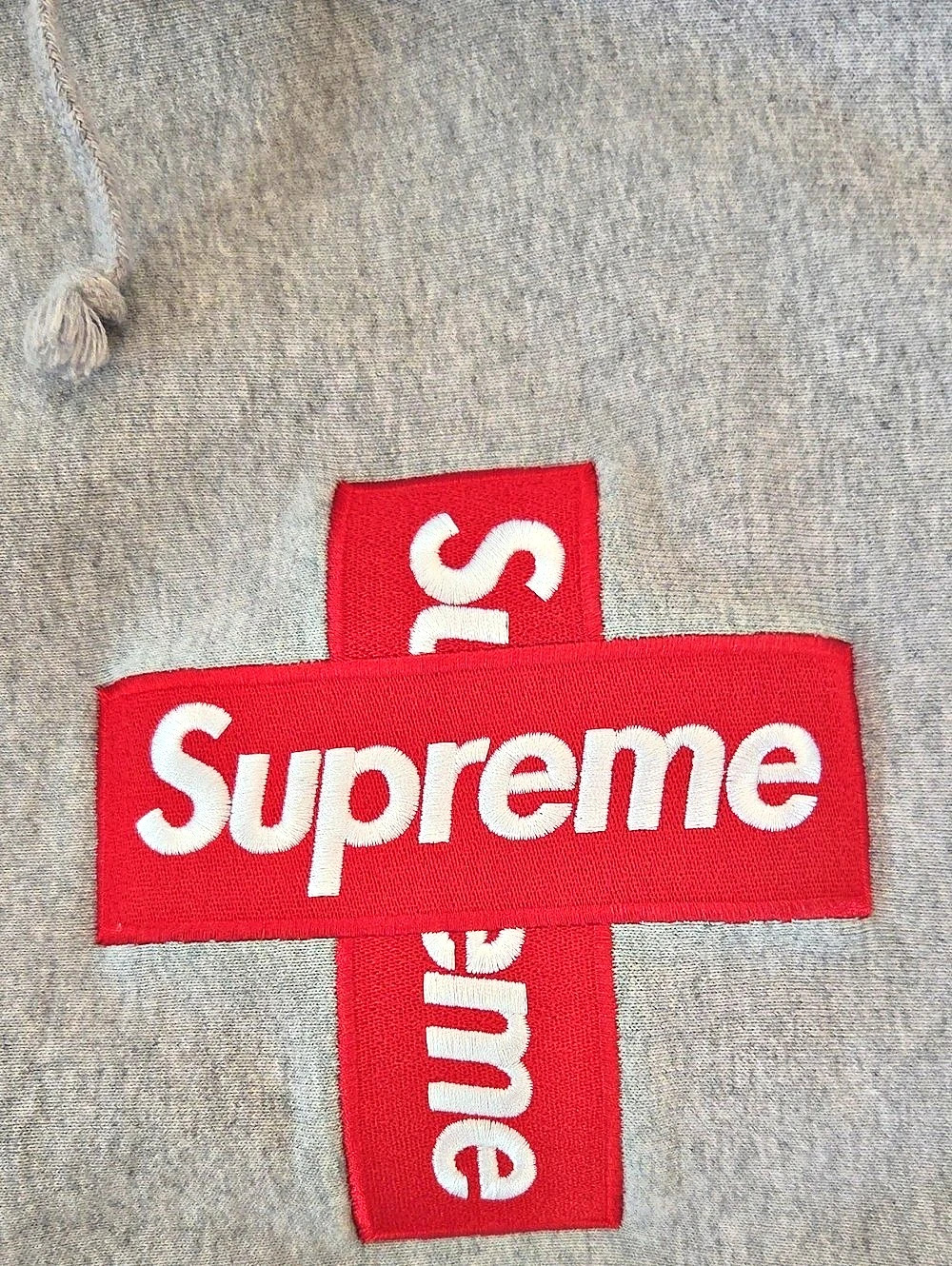 Supreme Cross Box Logo Hooded Sweatshirt Heather Grey Gray XL